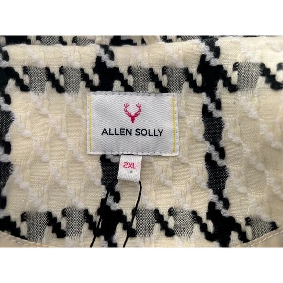 NWT ALLEN SOLLY Long Sleeve Pea Coat Jacket Womens Size 2XL Cream Checkered - Picture 6 of 9